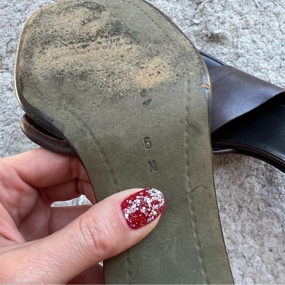 Donald J Pliner: TRISTA Slip On Brown Leather Contemporary Block Heeled Sandals - Picture 9 of 12